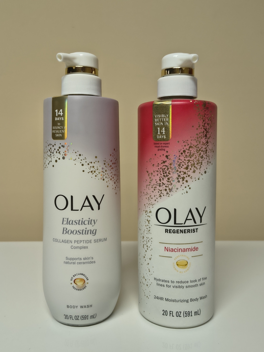 OLAY Regenerist & Elasticity Boosting Body Wash Duo - Pink, Cream, White